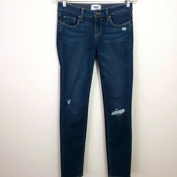 PAIGE Skyline Ankle Peg Dark Wash Jeans - Picture 1 of 9